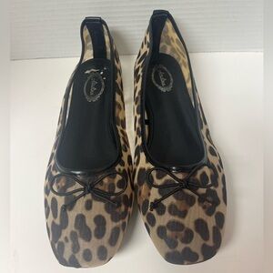 Atalina Mesh Brown Leopard Animal Print Balletcore Bow flats Artsy Yoga Boho sz9